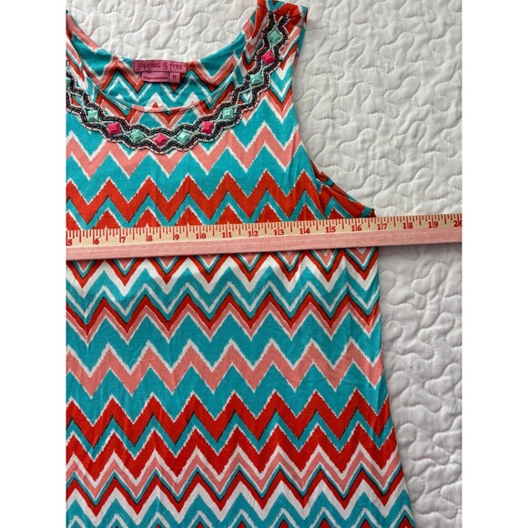 Joyous & Free Pink Teal Studded Striped Sleeveless Long Maxi Dress size Medium - Picture 4 of 6